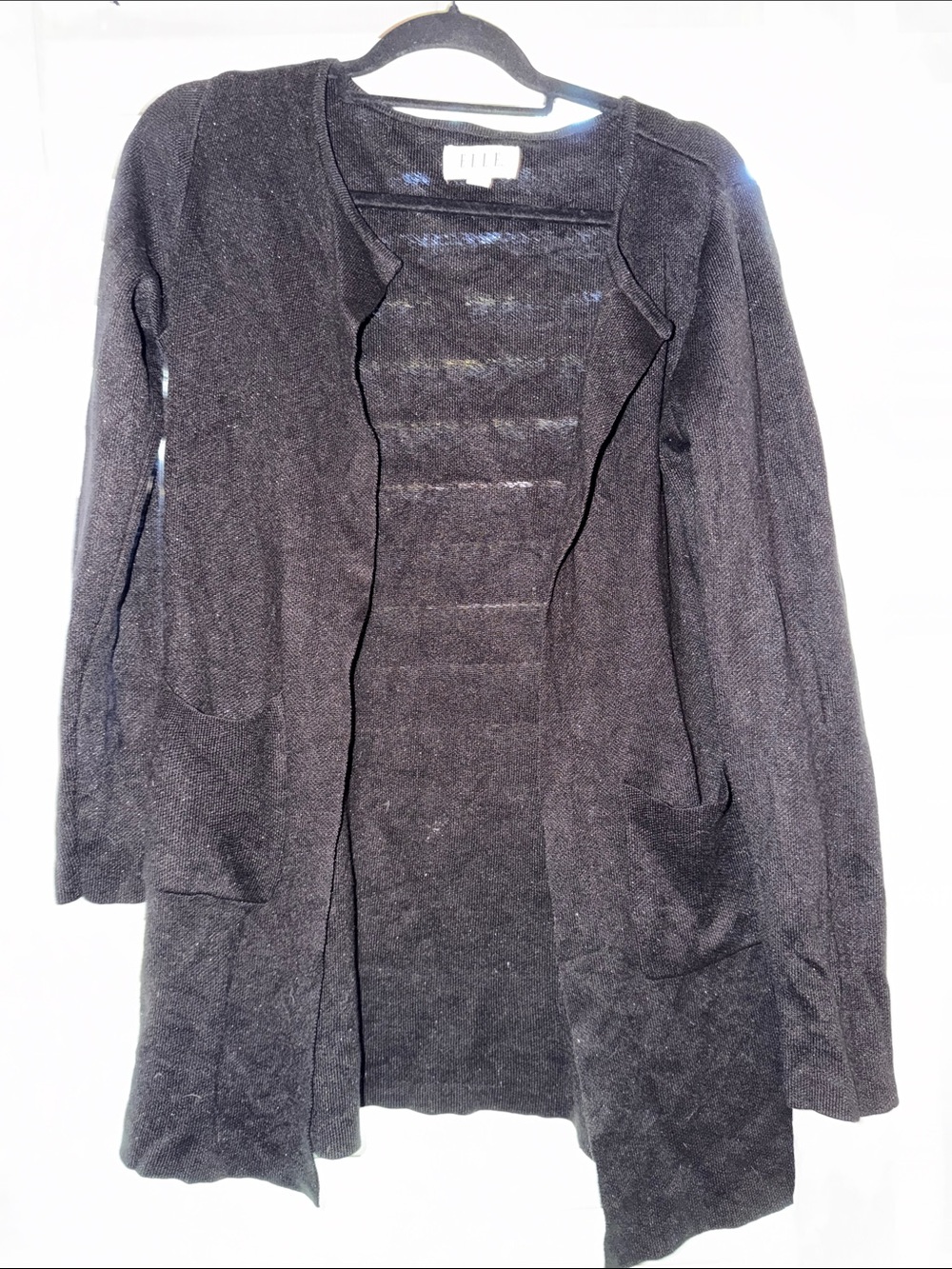 Elle Black SHIMMER Long Sleeve Open Cardigan Dress